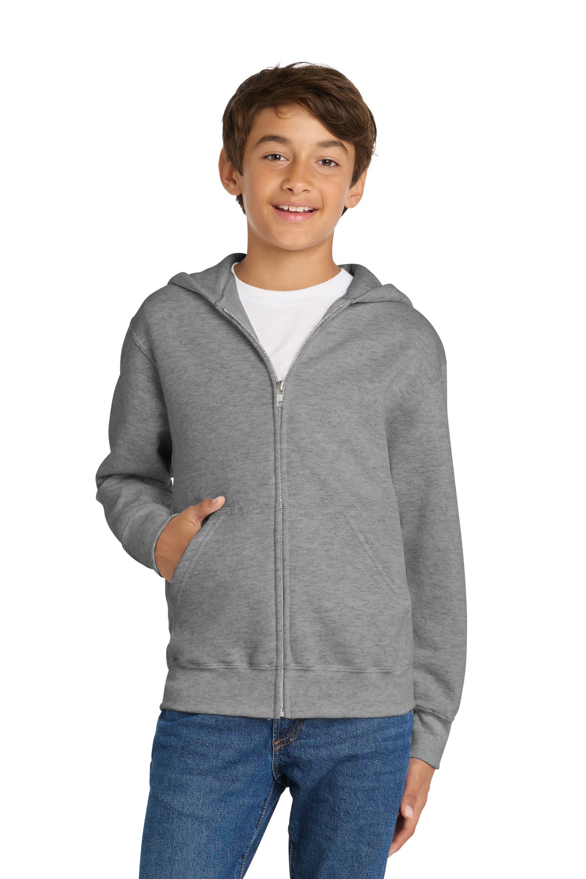 Port & Co ™ Youth Core Fleece Full-Zip Hooded Sweatshirt. PC90YZH - Port & Co PC90YZH