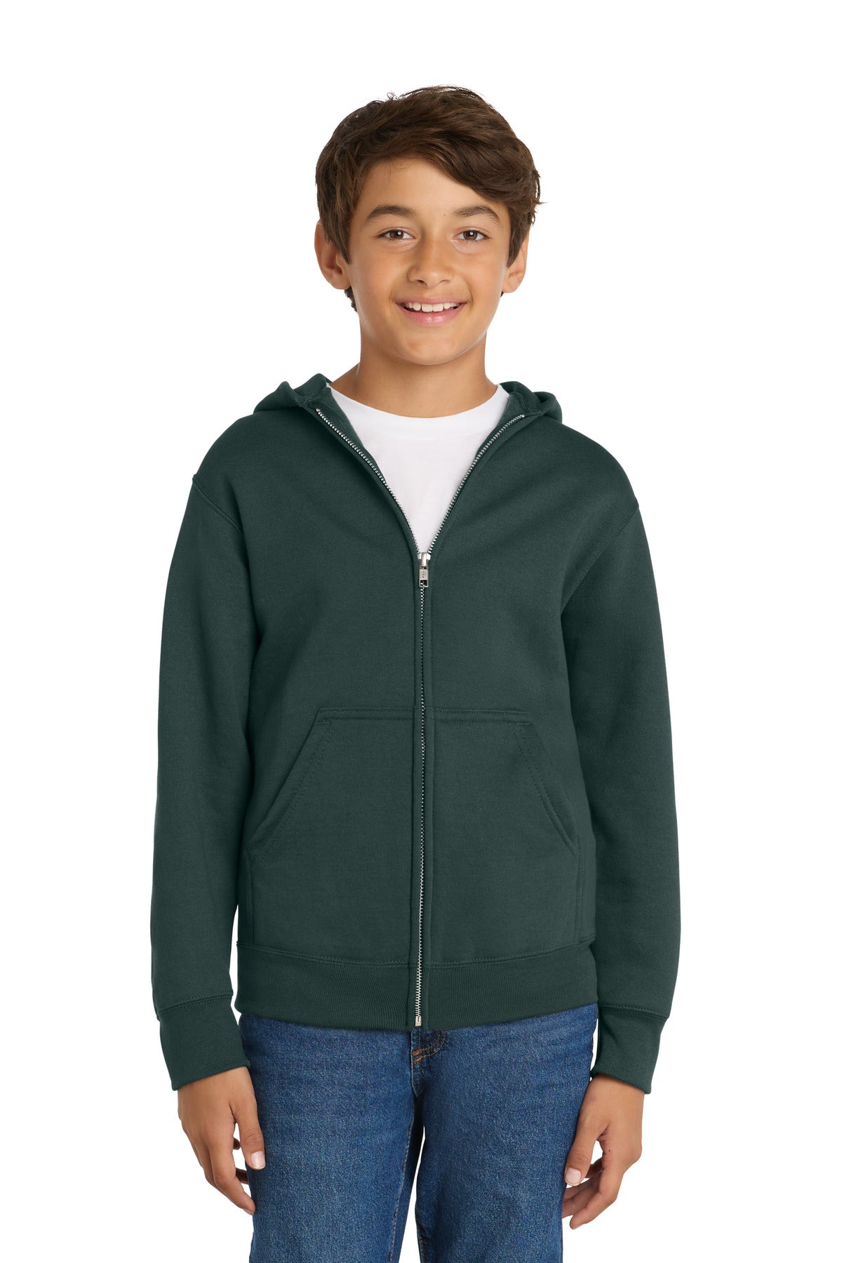 Port & Co ™ Youth Core Fleece Full-Zip Hooded Sweatshirt. PC90YZH - Port & Co PC90YZH