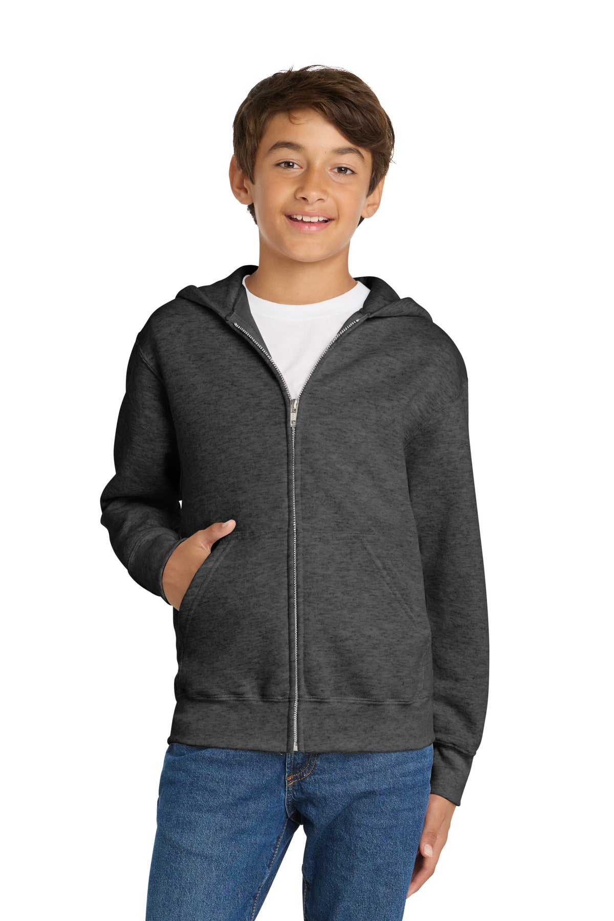 Port & Co ™ Youth Core Fleece Full-Zip Hooded Sweatshirt. PC90YZH - Port & Co PC90YZH