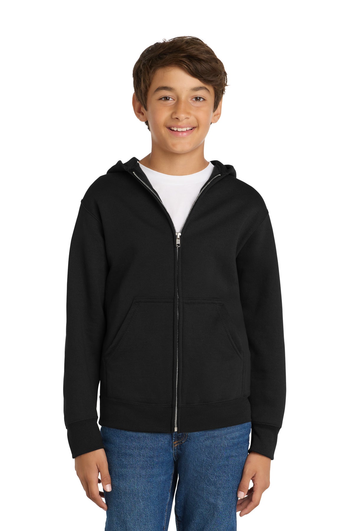 Port & Co ™ Youth Core Fleece Full-Zip Hooded Sweatshirt. PC90YZH - Port & Company PC90YZH