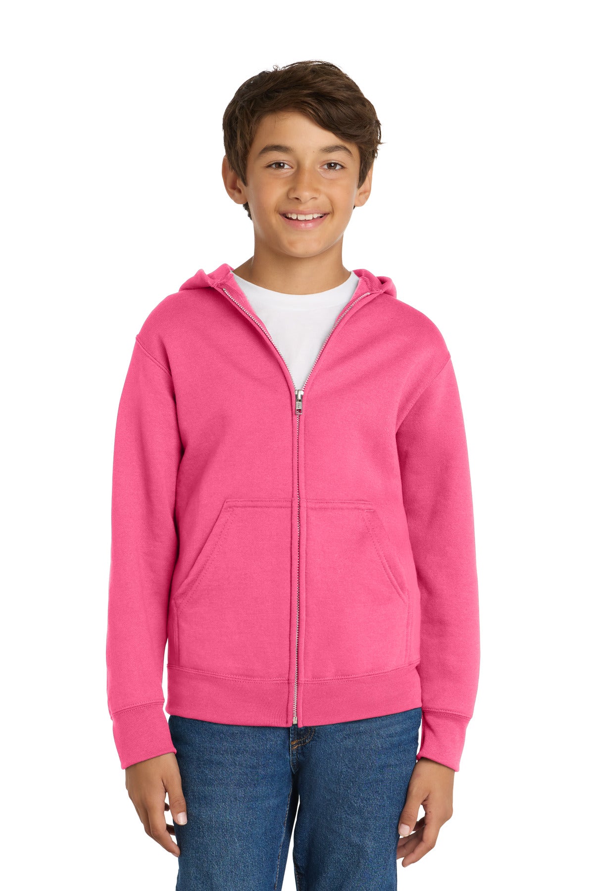 Port & Co ™ Youth Core Fleece Full-Zip Hooded Sweatshirt. PC90YZH - Port & Company PC90YZH