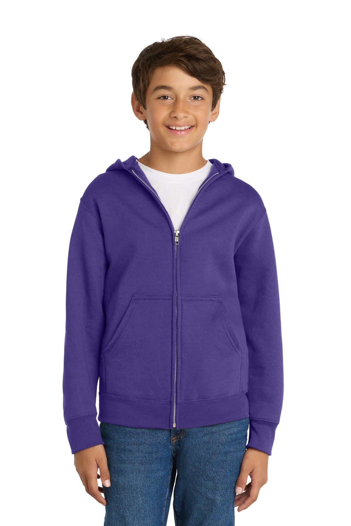 Port & Co ™ Youth Core Fleece Full-Zip Hooded Sweatshirt. PC90YZH - Port & Company PC90YZH
