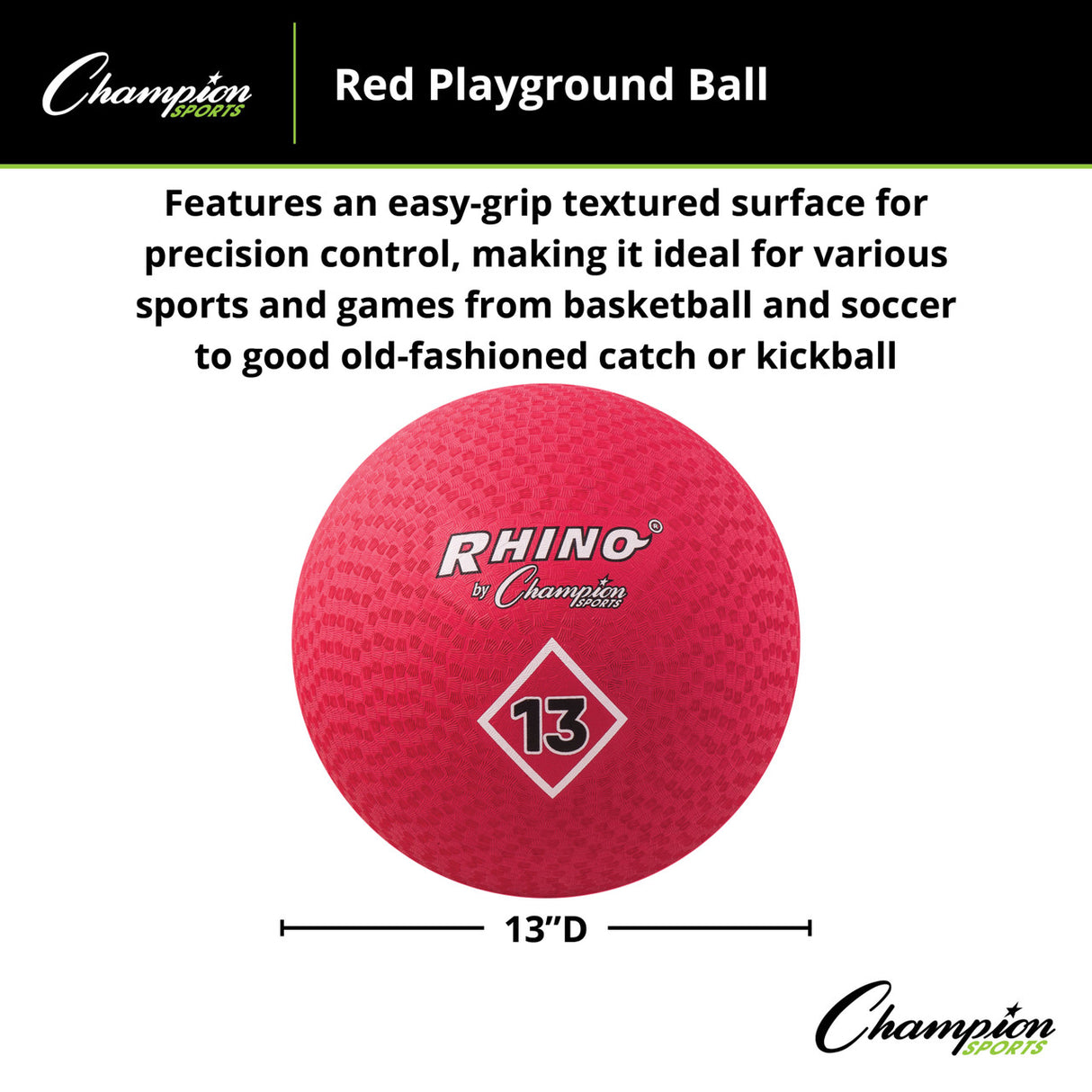 Champion Sports PLAYGROUND BALL, RED 5" D