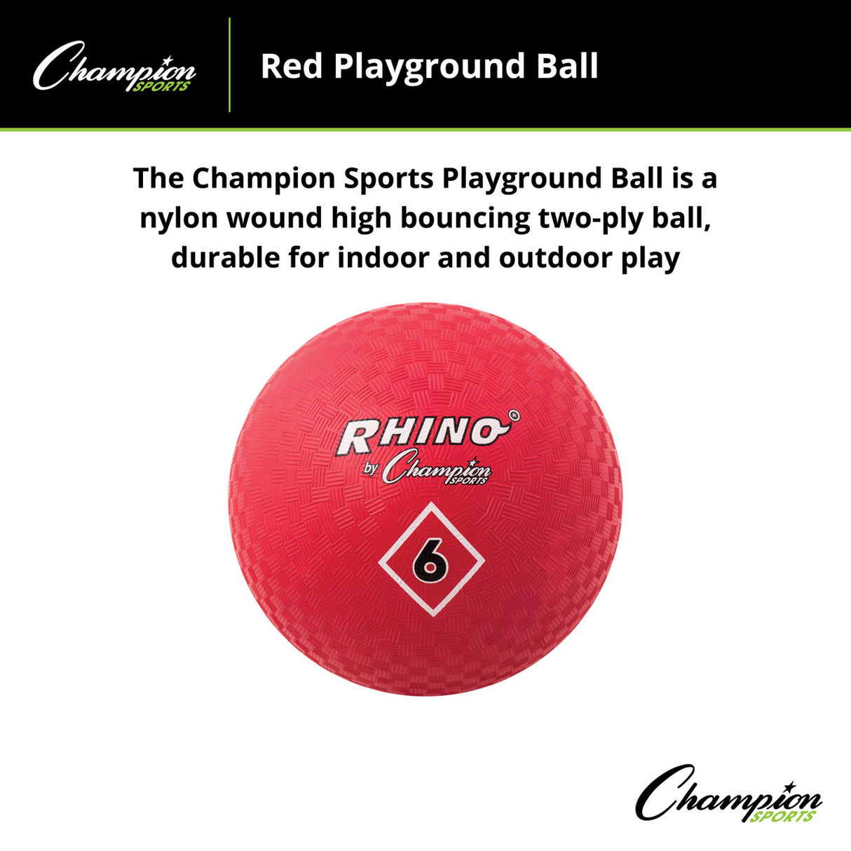 Champion Sports PLAYGROUND BALL, RED 5" D