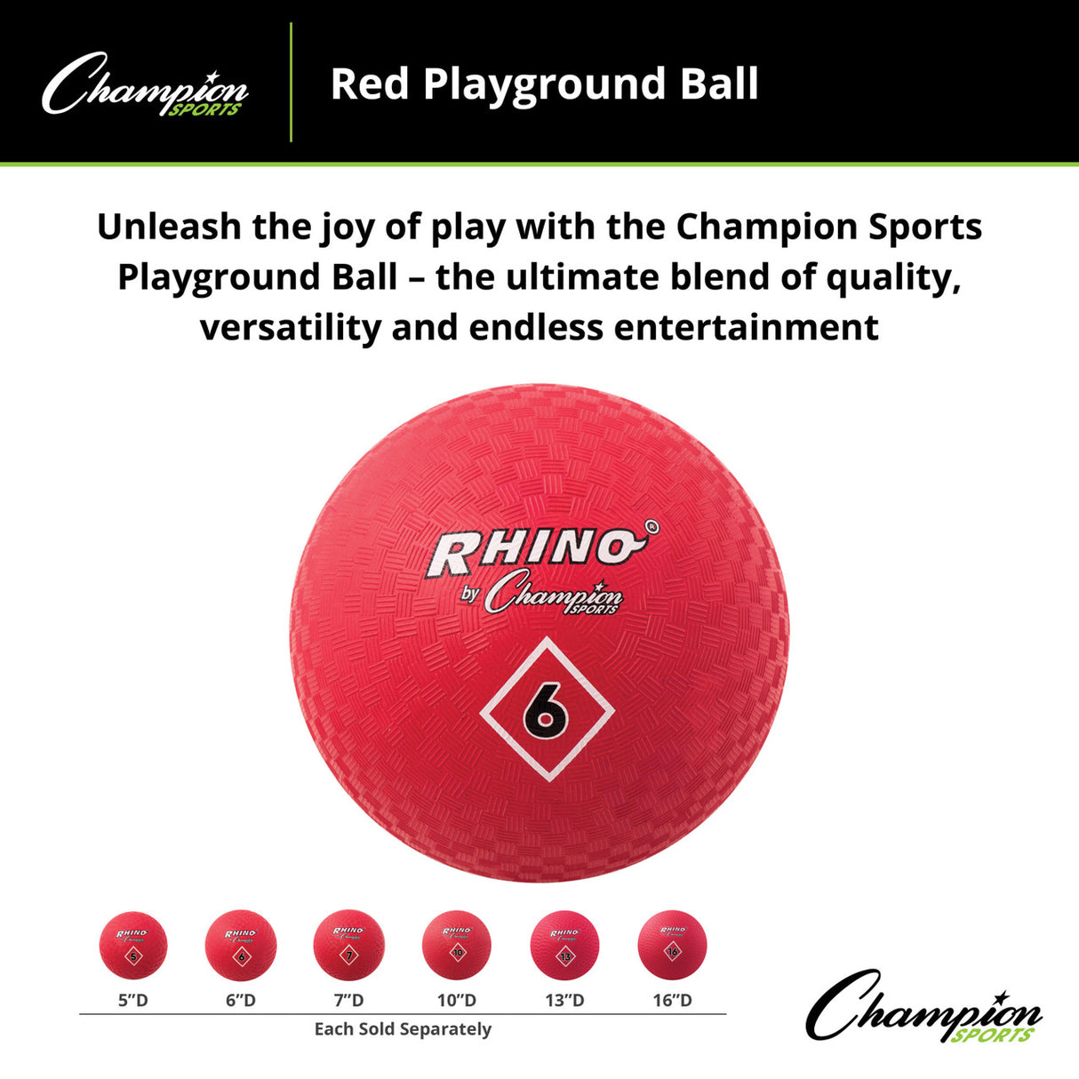 Champion Sports PLAYGROUND BALL, RED 5" D