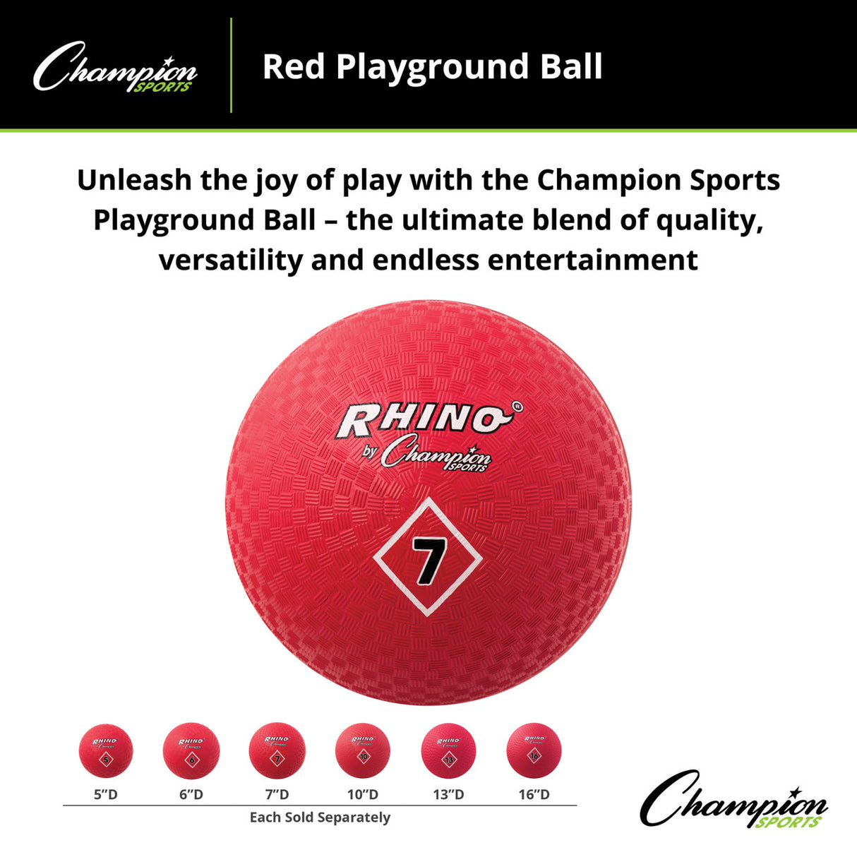 Champion Sports PLAYGROUND BALL, RED 5" D