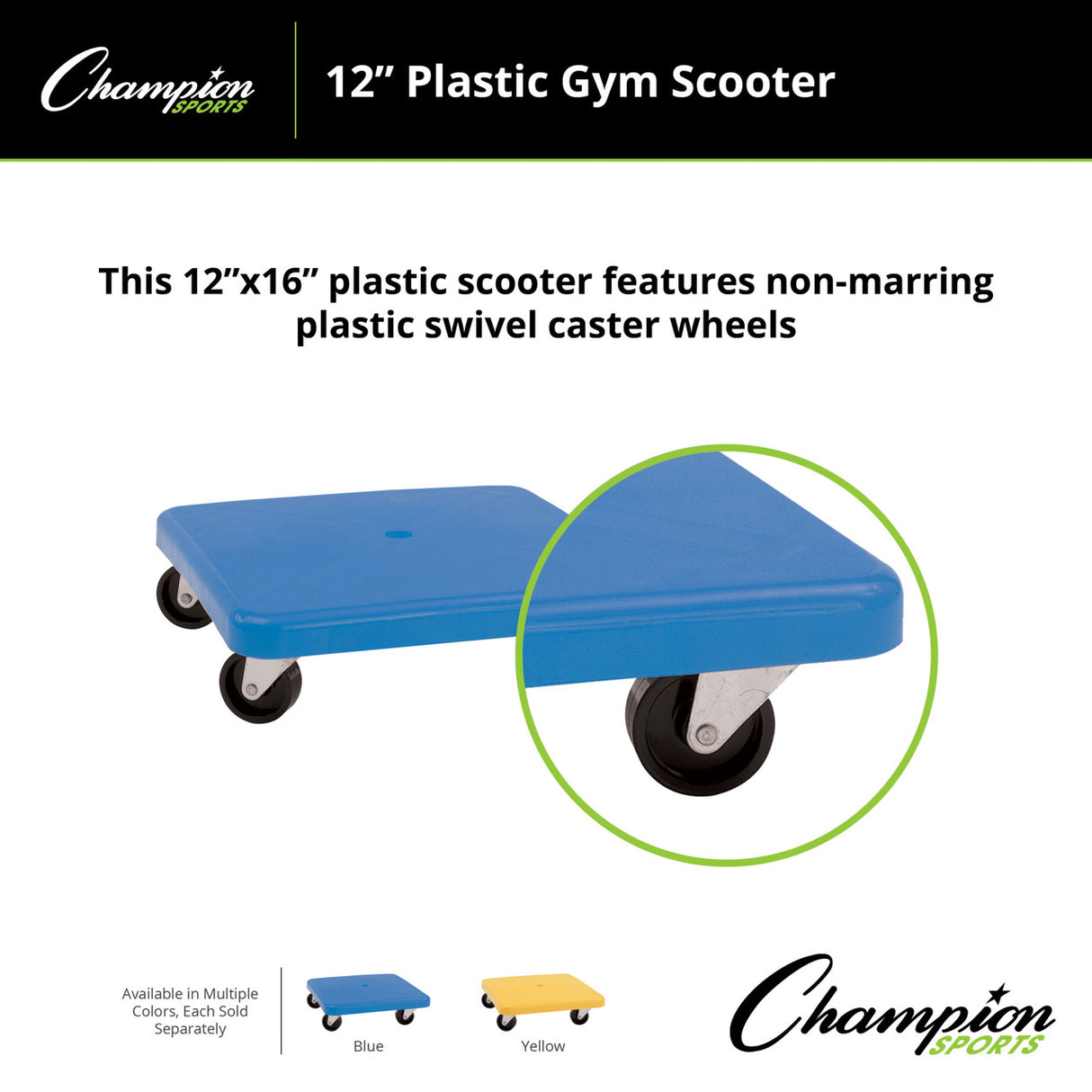 Champion Sports PLASTIC GYM SCOOTER 16" X 16"