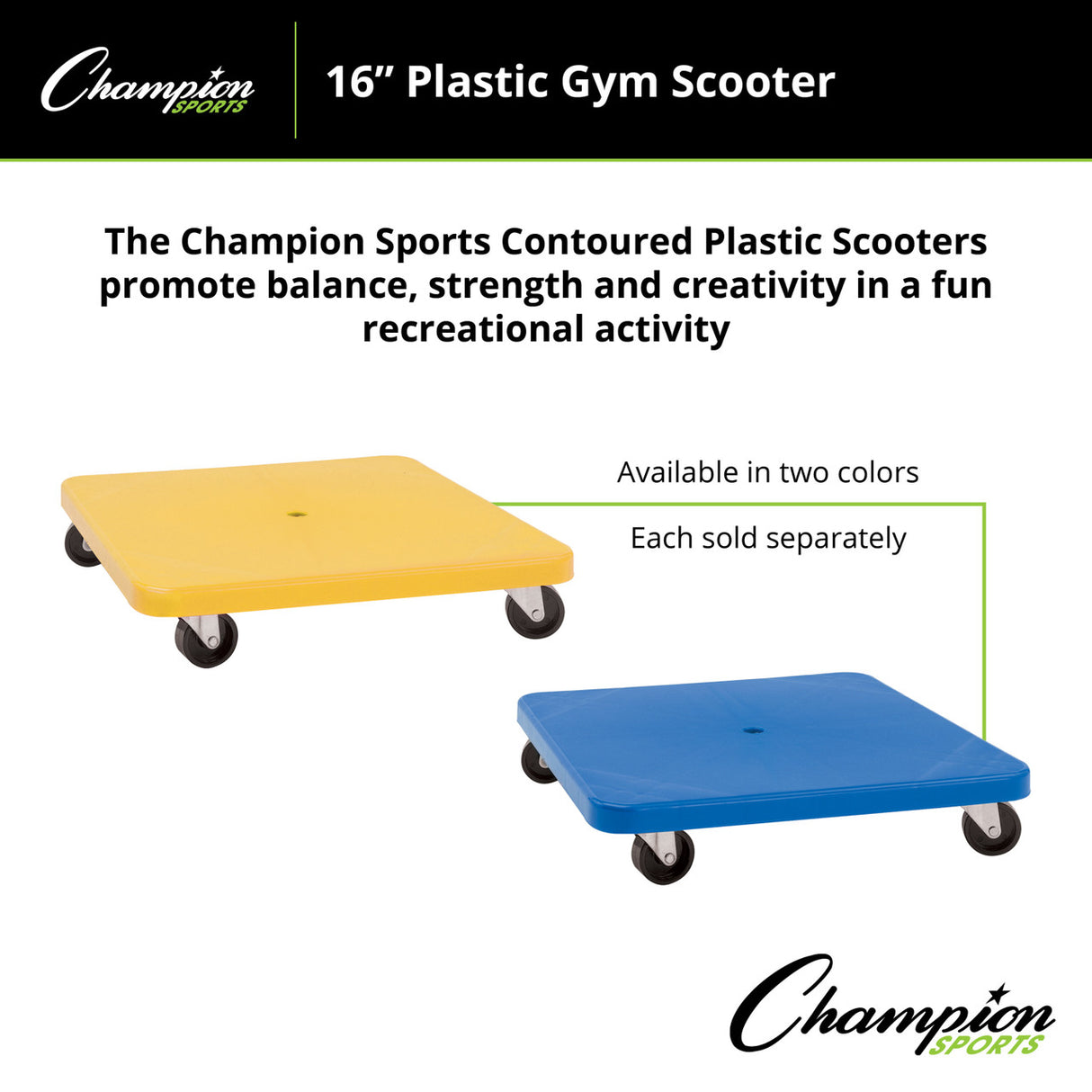 Champion Sports PLASTIC GYM SCOOTER 16" X 16"