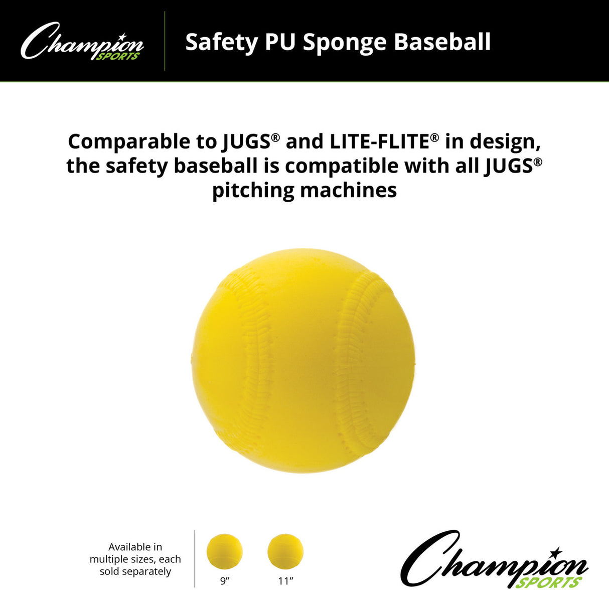 Champion Sports SAFETY PU SPONGE BALLS 12" SOFTBALLS