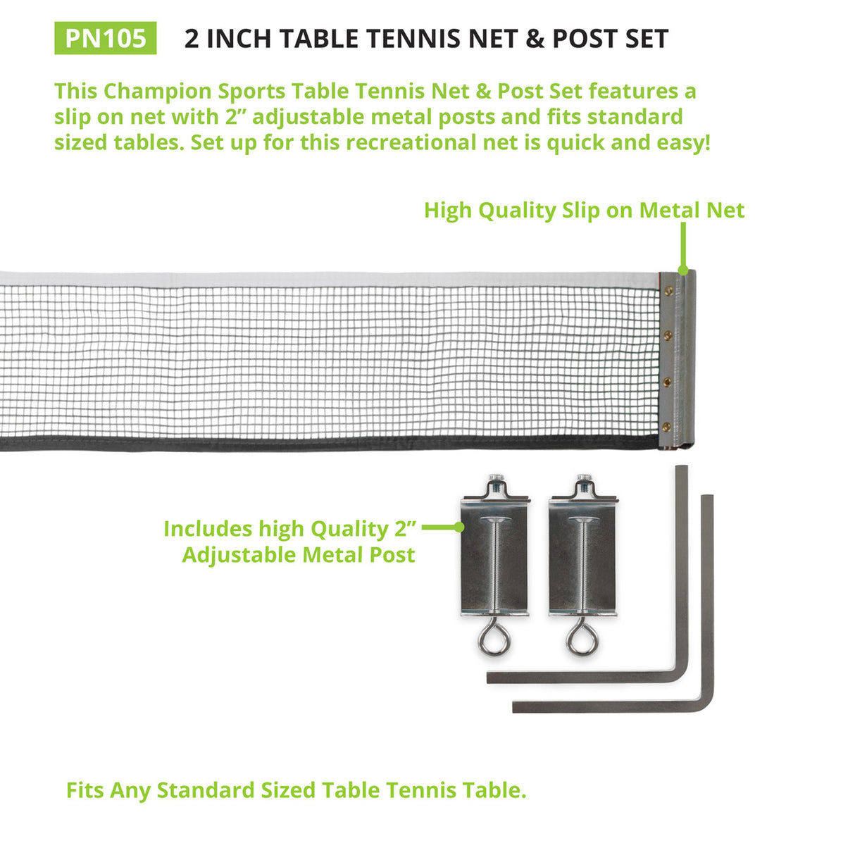 Champion Sports TABLE TENNIS NET AND POST 0.5" H