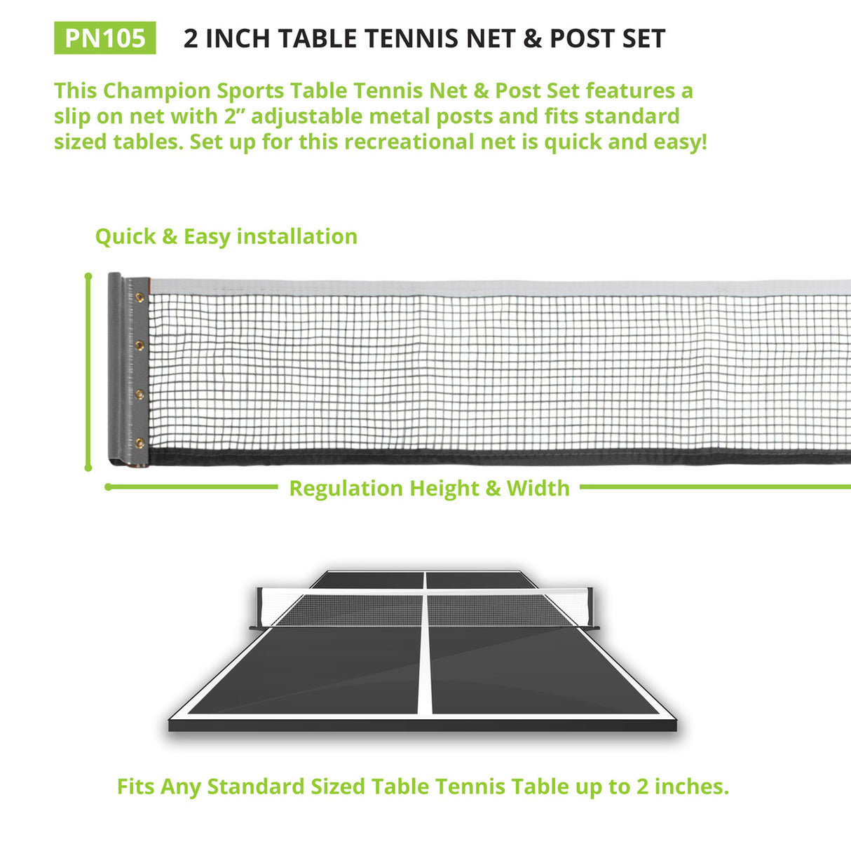 Champion Sports TABLE TENNIS NET AND POST 0.5" H