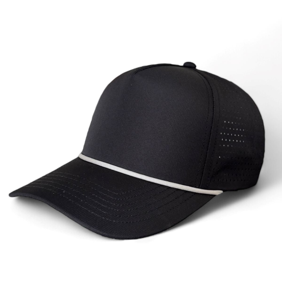 Kati PNL50R Performance Laser Cut 5-Panel Cap with Rope in Black/Gray