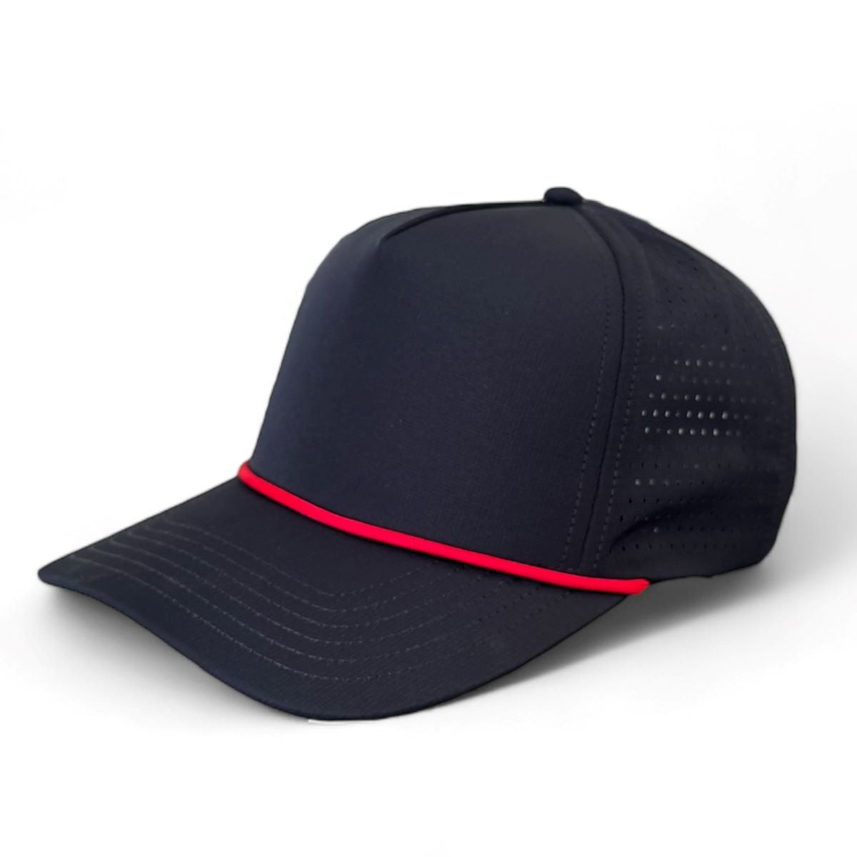 Kati PNL50R Performance Laser Cut 5-Panel Cap with Rope in Navy/Red