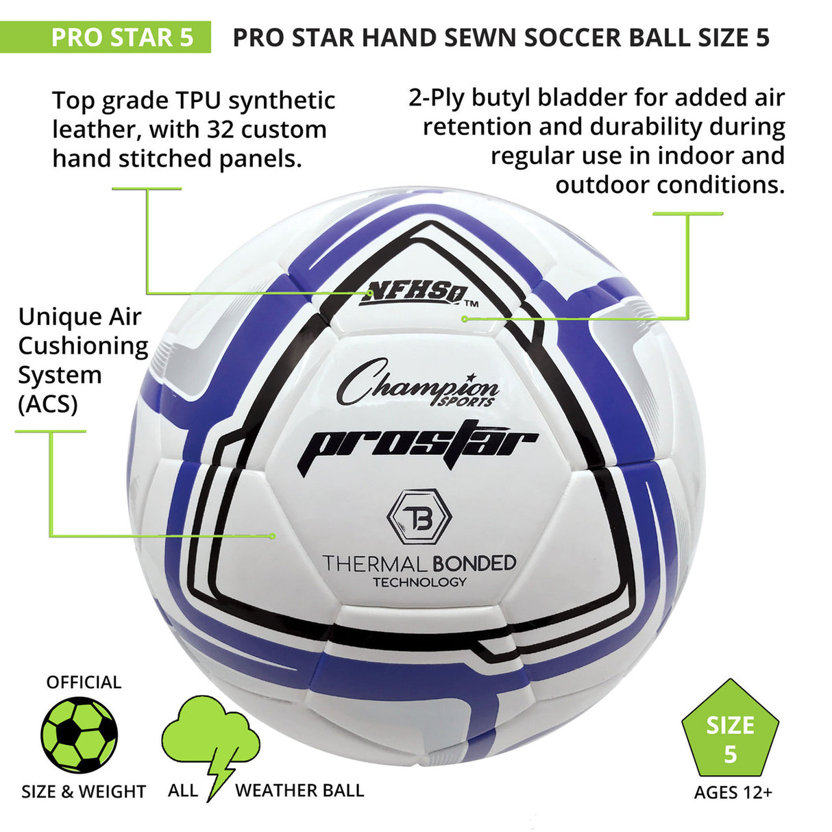 Champion Sports PROSTAR SOCCER BALL SIZE 5