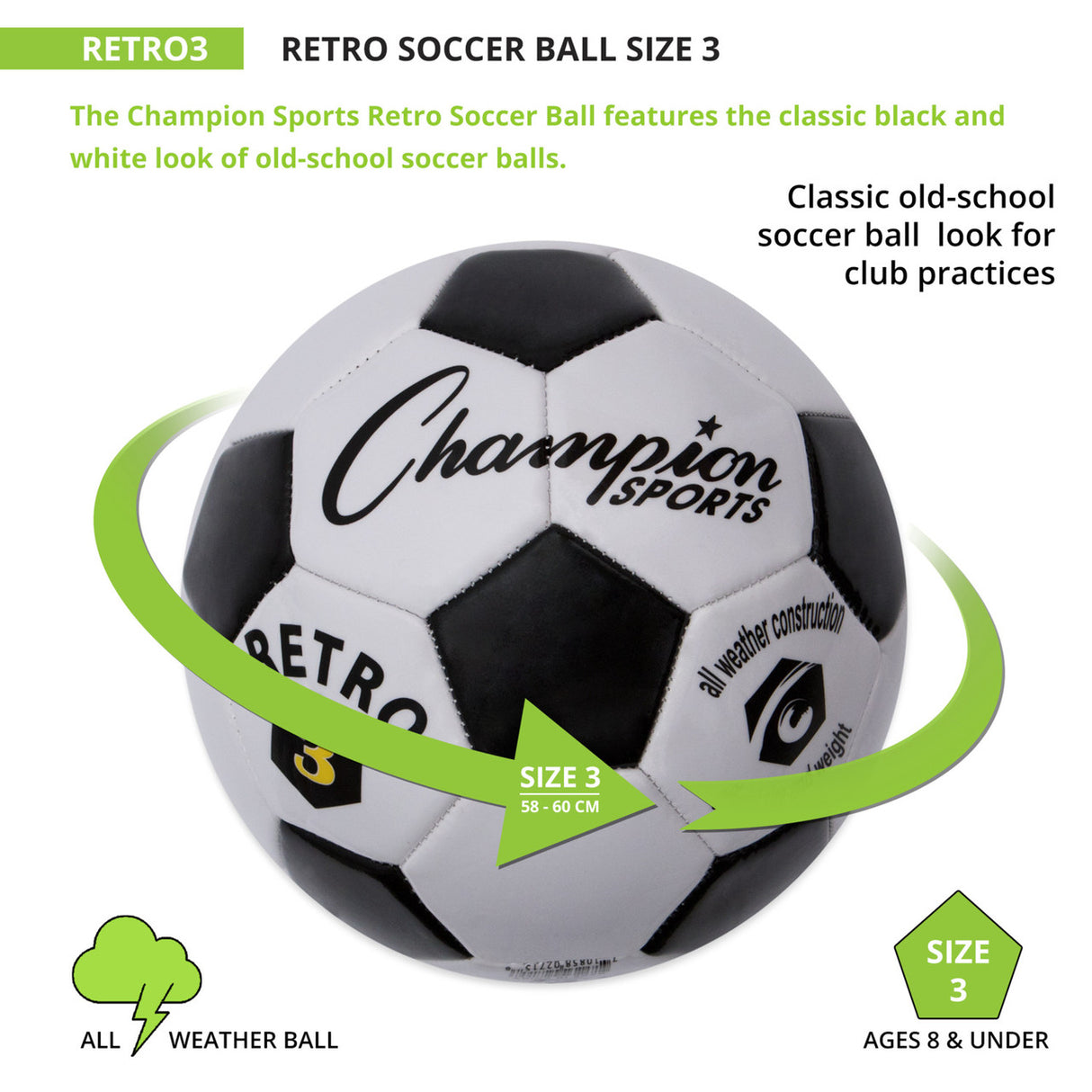 Champion Sports RETRO SOCCER BALL SIZE 3