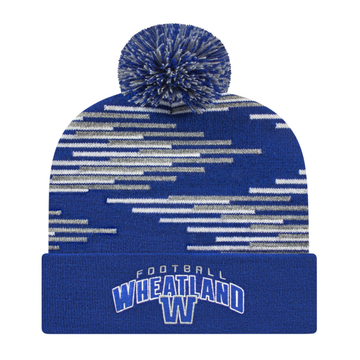 Cap America RKB12 Bar Knit Cap with Cuff - True Royal/Heather/White