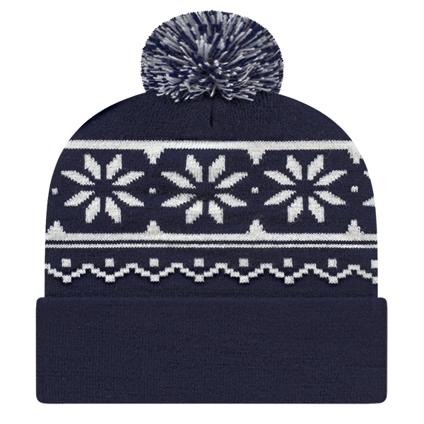 Cap America USA-Made Beanie RKF12 Snowflake Knit Cap with Cuff