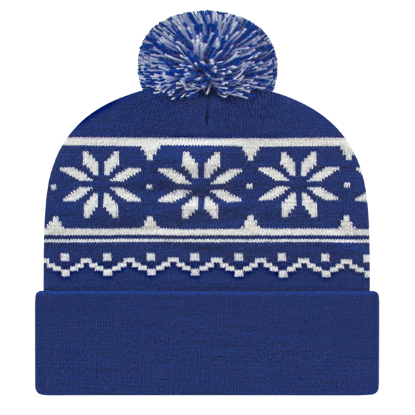 Cap America USA-Made Beanie RKF12 Snowflake Knit Cap with Cuff