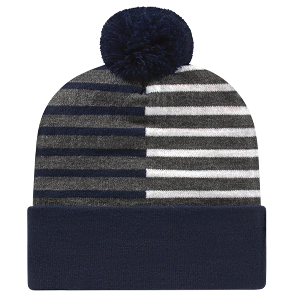 Cap America USA-Made Beanie RKH12 Half Color Knit Cap with Cuff