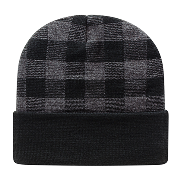 Cap America USA-Made Beanie RKP12 Plaid Knit Cap with Cuff