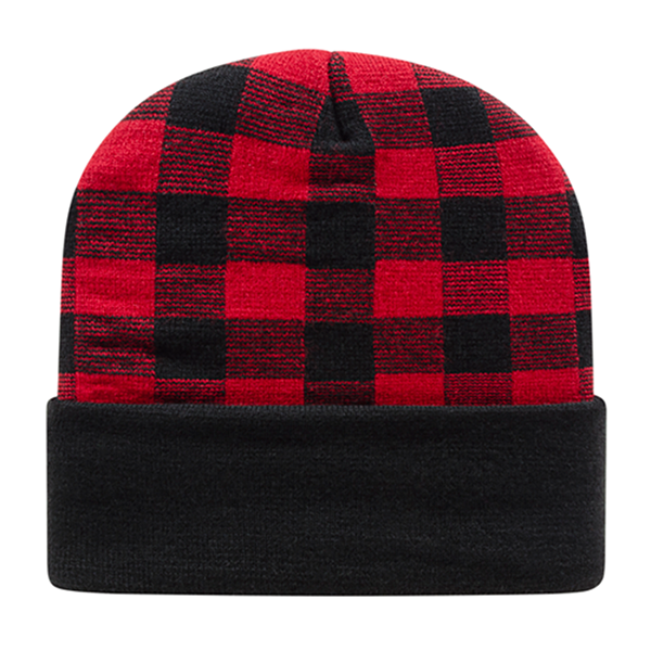 Cap America USA-Made Beanie RKP12 Plaid Knit Cap with Cuff