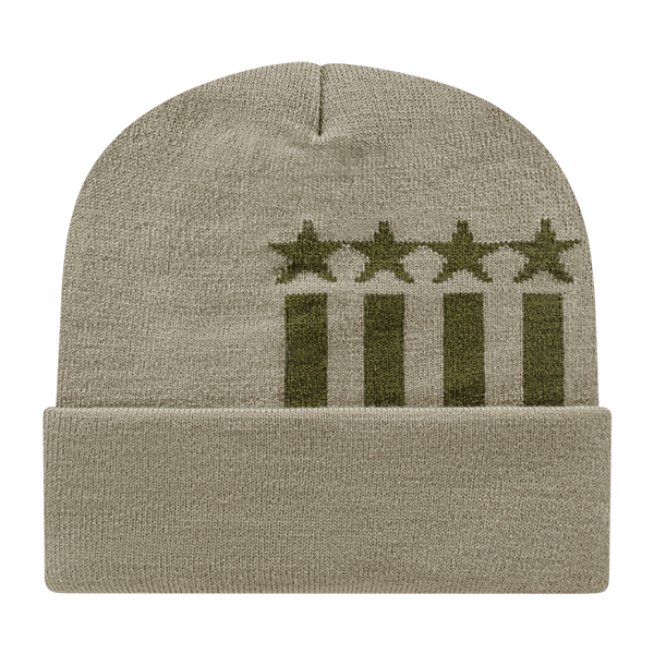 Cap America USA-Made Beanie RKSTAR12 Stars & Stripes Knit Cap with Cuff