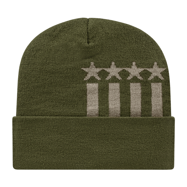 Cap America USA-Made Beanie RKSTAR12 Stars & Stripes Knit Cap with Cuff