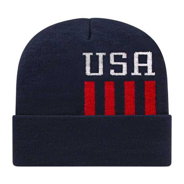 Cap America USA-Made Beanie RKUSA12 Patriotic Knit Cap with Cuff