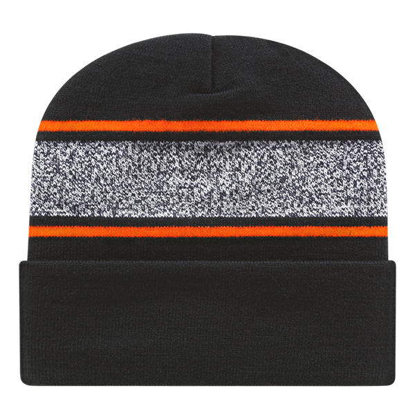 Cap America USA-Made Beanie RKV12 Variegated Striped Knit Cap with Cuff