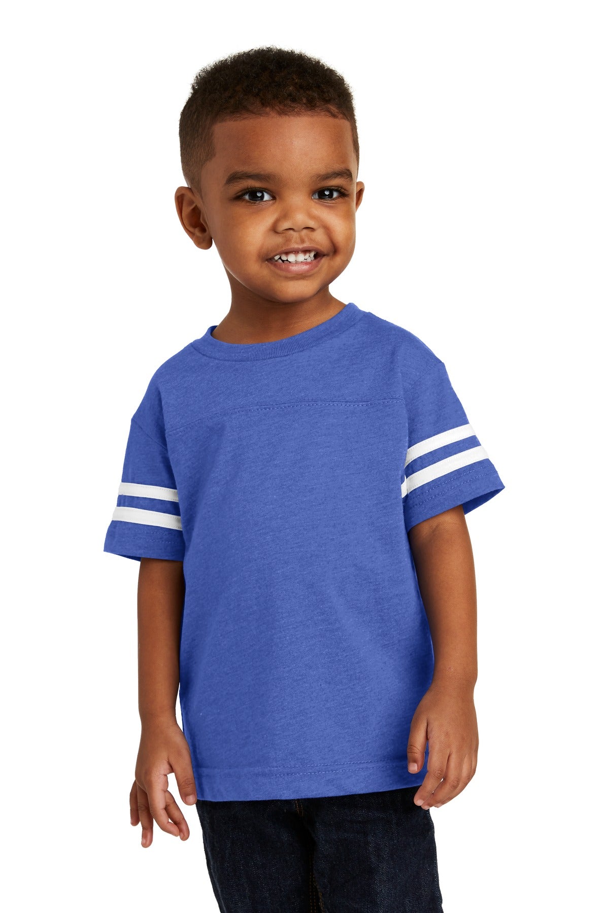 Rabbit Skins ™ Toddler Football Fine Jersey Tee. RS3037 - Rabbit Skins RS3037 Infant & Toddler Rabbit Skins Vintage Royal/ Blended White 2T