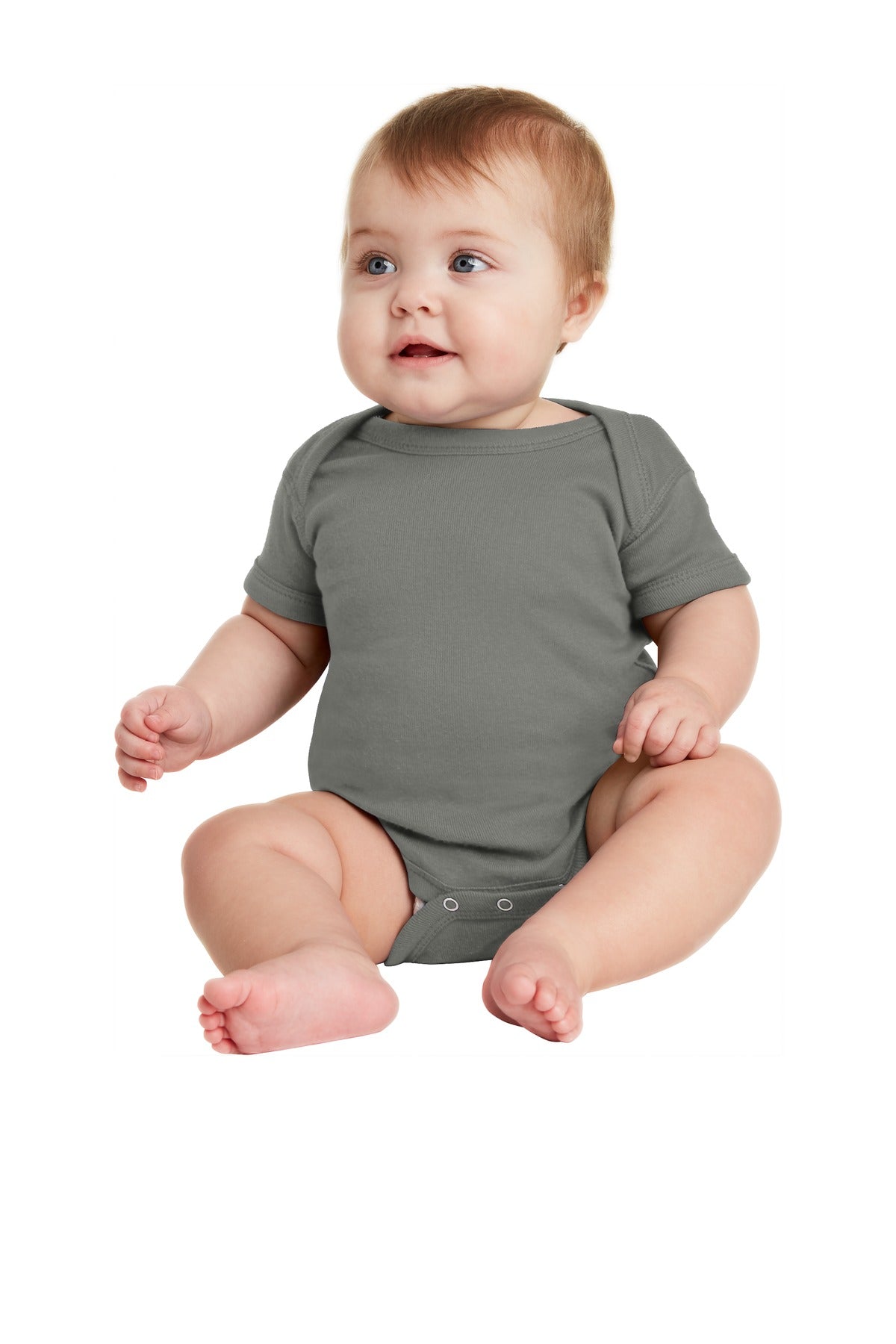 Rabbit Skins ™ Infant Short Sleeve Baby Rib Bodysuit. RS4400 - Rabbit Skins RS4400 Infant & Toddler Rabbit Skins Charcoal 06M