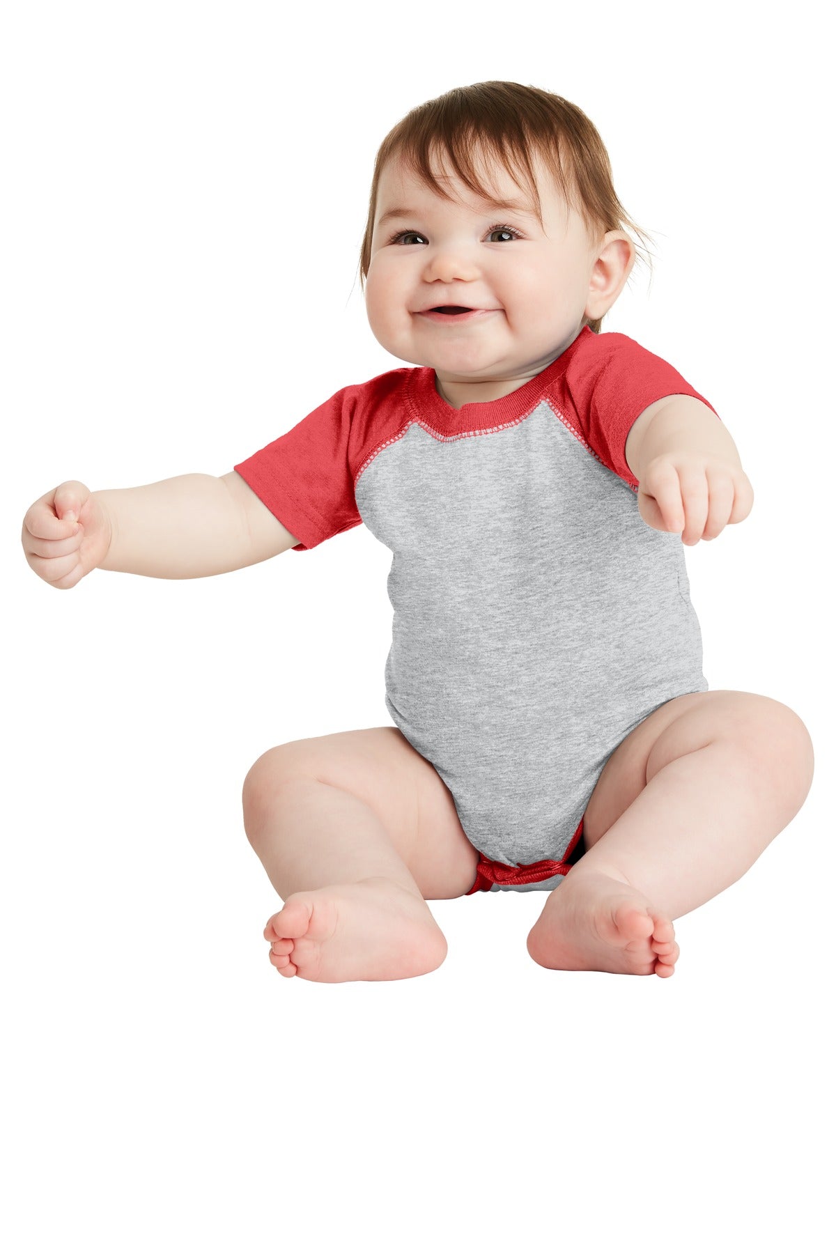 DISCONTINUED Rabbit Skins ™ Infant Baseball Fine Jersey Bodysuit. RS4430 - Rabbit Skins RS4430 Infant & Toddler Rabbit Skins Vintage Heather/ Vintage Red 06M