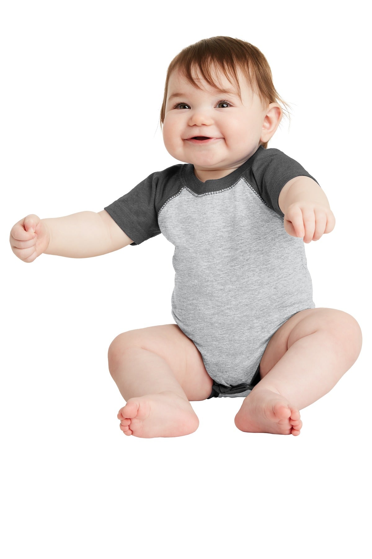 DISCONTINUED Rabbit Skins ™ Infant Baseball Fine Jersey Bodysuit. RS4430 - Rabbit Skins RS4430 Infant & Toddler Rabbit Skins Vintage Heather/ Vintage Smoke 06M