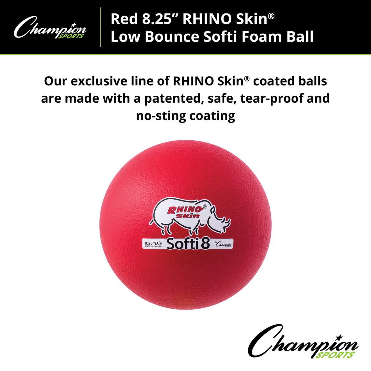 RHINO Skin 8.25" RHINO SKIN LOW BOUNCE SOFTI FOAM BALL, RED