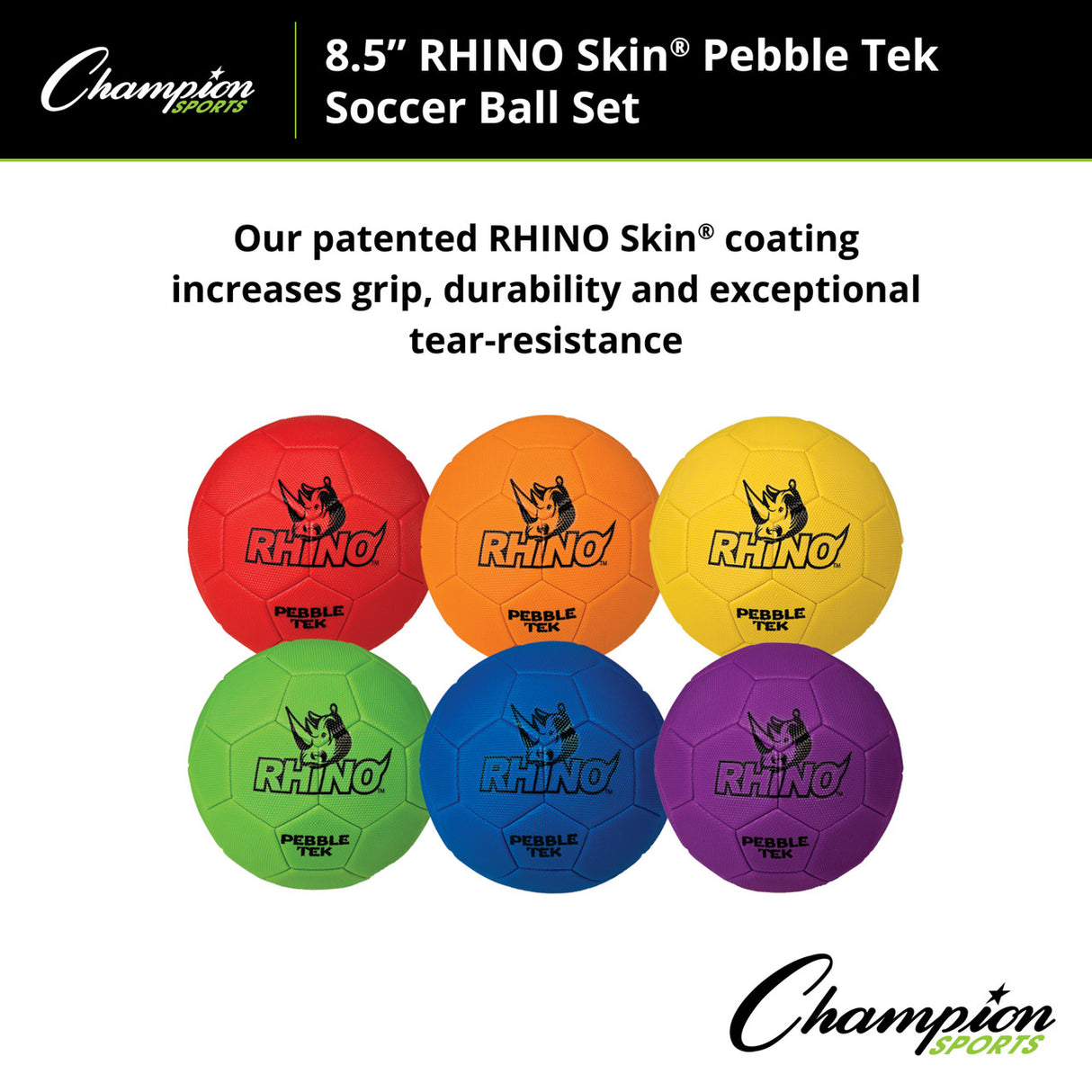 RHINO Skin 8.5" RHINO SKIN PEBBLE TEK SOCCER BALL SET