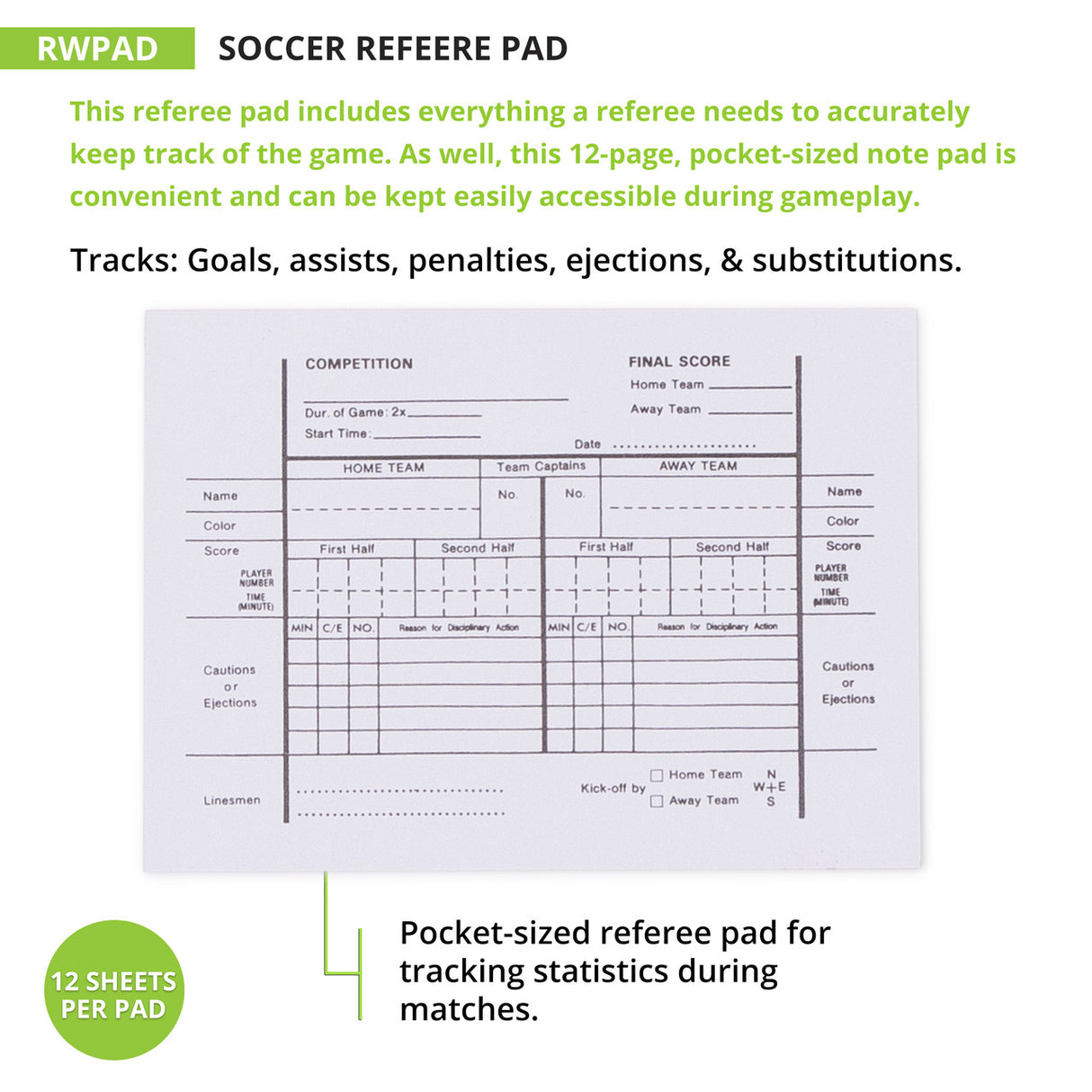 Champion Sports SOCCER REFEREE PAD