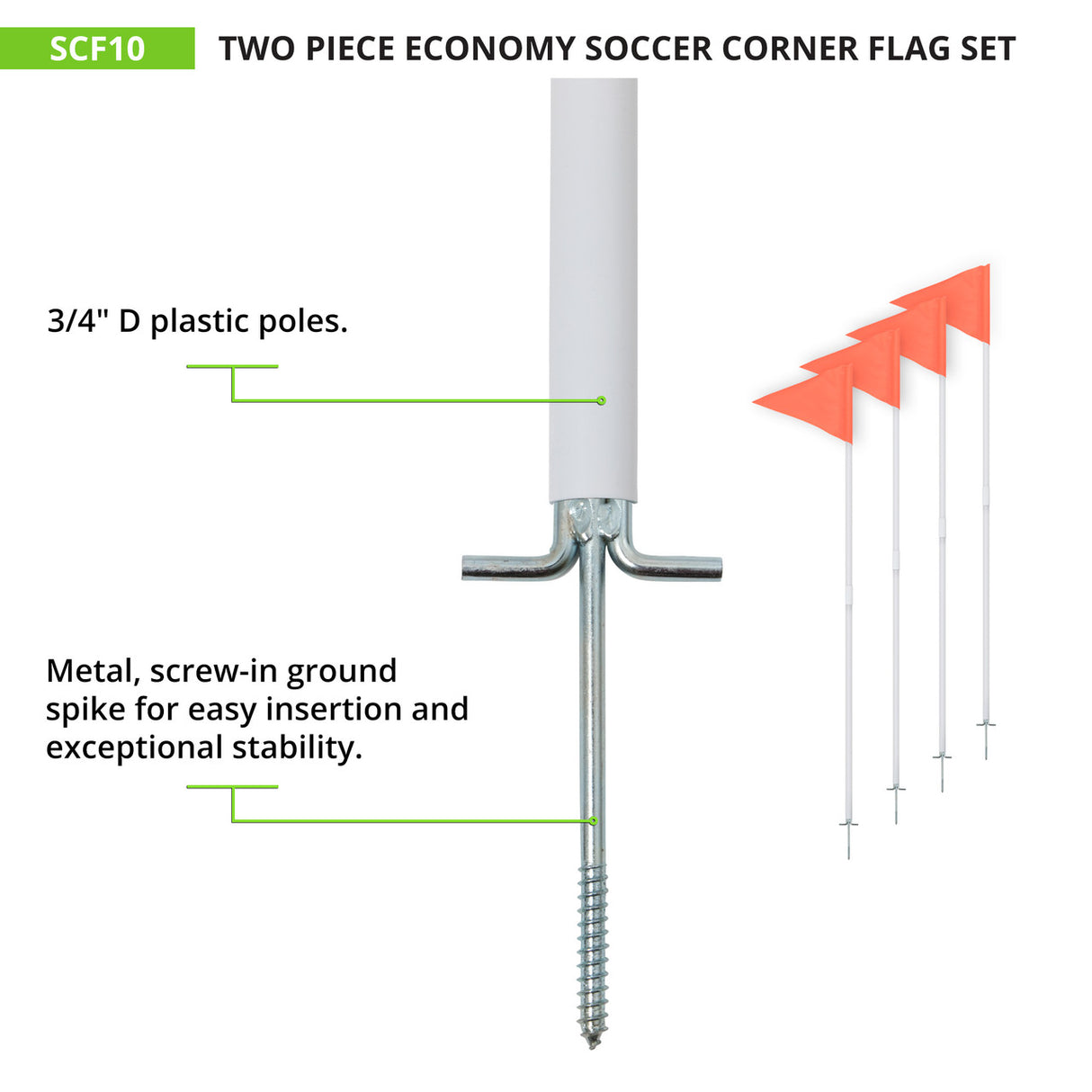 Champion Sports TWO-PIECE ECONOMY SOCCER CORNER FLAGS