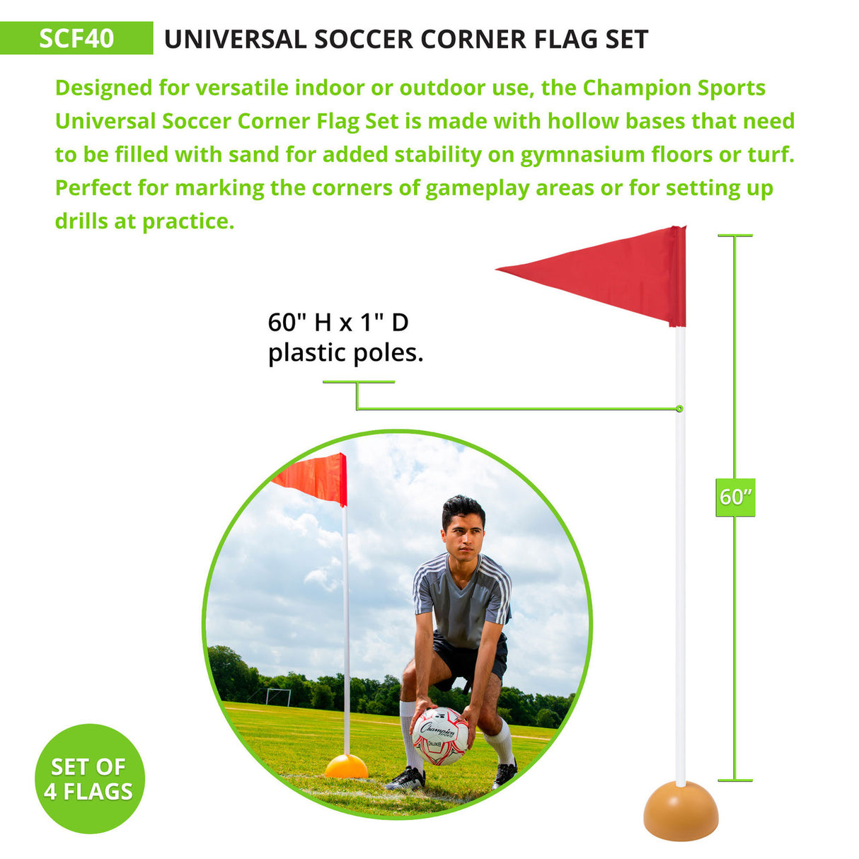 Champion Sports UNIVERSAL SOCCER CORNER FLAGS