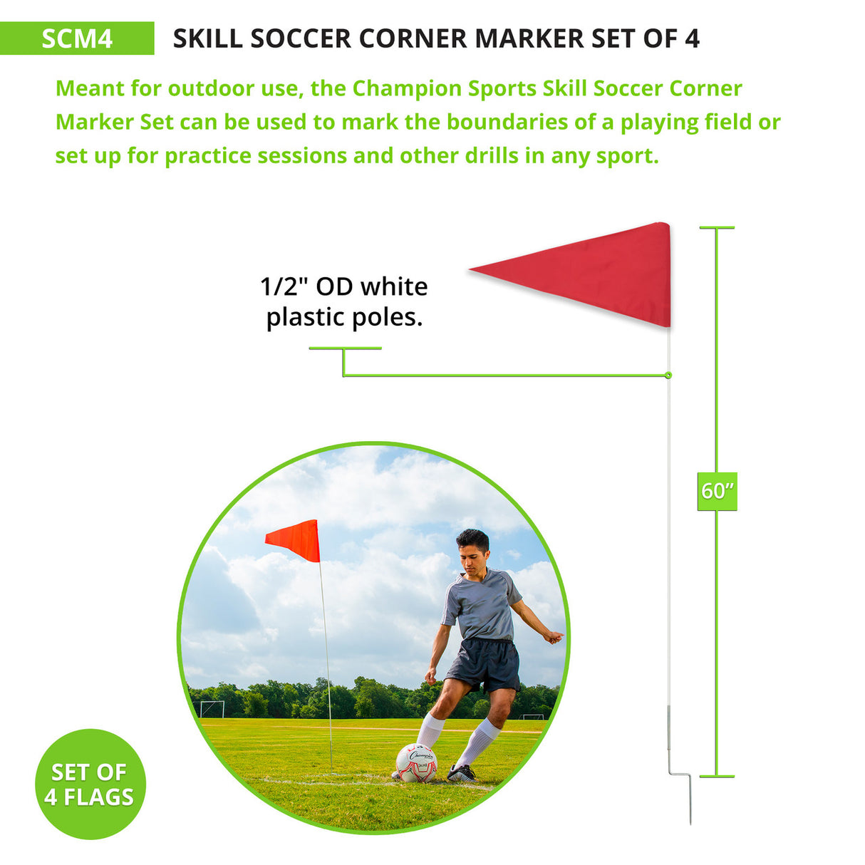 Champion Sports ECONOMY SOCCER CORNER FLAGS