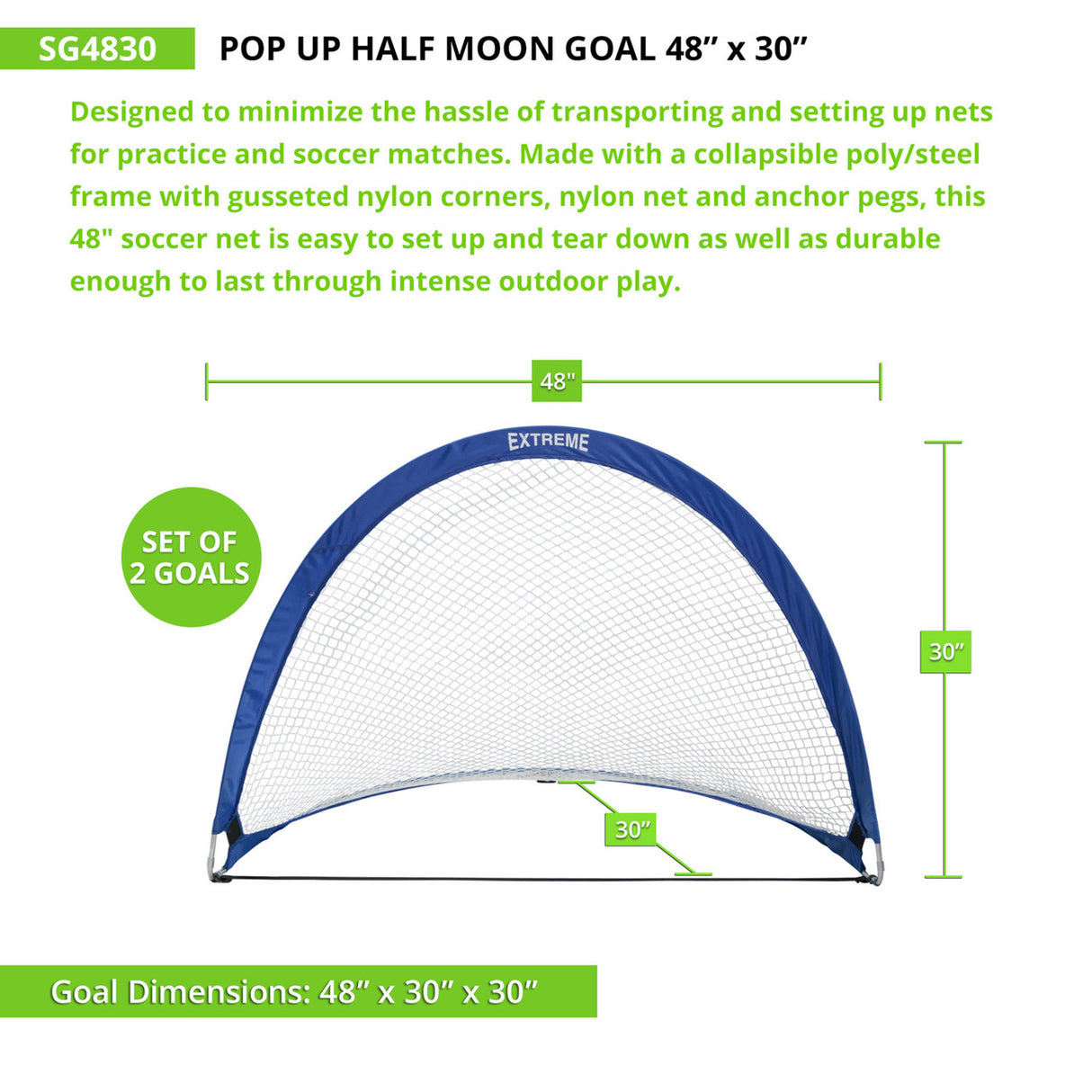 Champion Sports EXTREME SOCCER PORTABLE POP-UP GOALS 2.5' X 1.5'