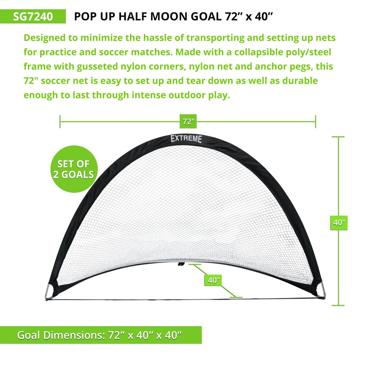 Champion Sports EXTREME SOCCER PORTABLE POP-UP GOALS 2.5' X 1.5'