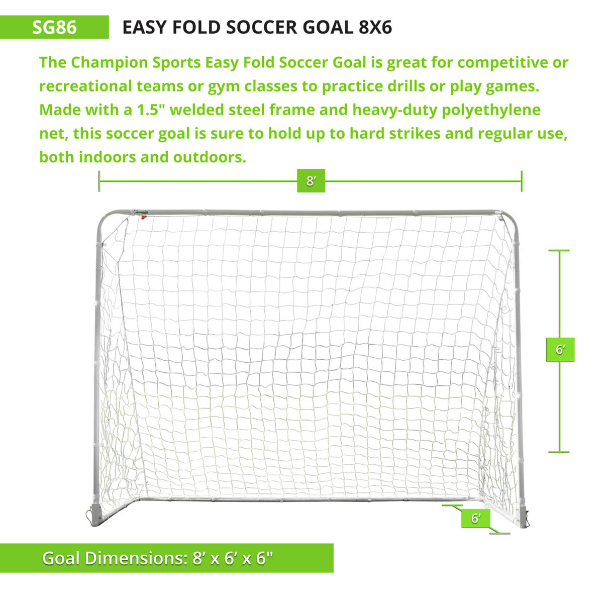 Champion Sports EASY FOLD SOCCER GOAL, 8' X 6'