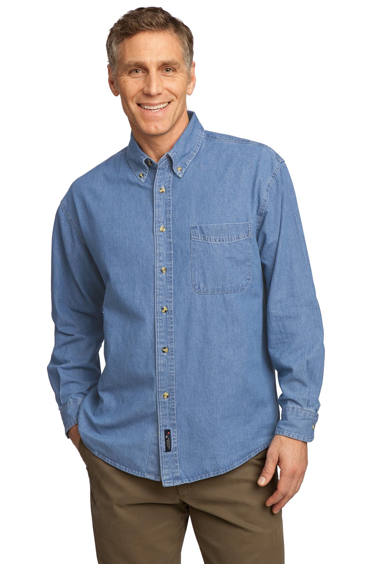 Port & Co ™ Long Sleeve Value Denim Shirt. SP10 - Port & Company SP10