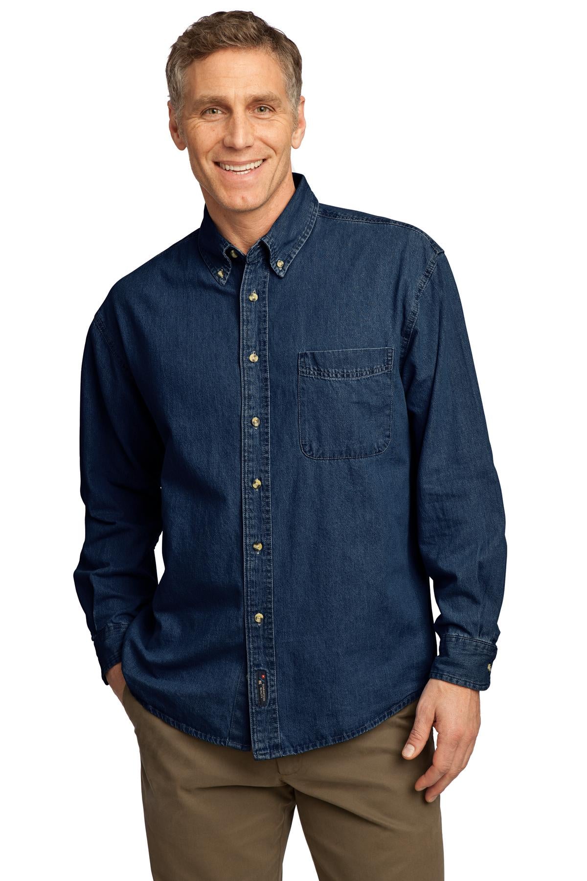 Port & Co ™ Long Sleeve Value Denim Shirt. SP10 - Port & Company SP10