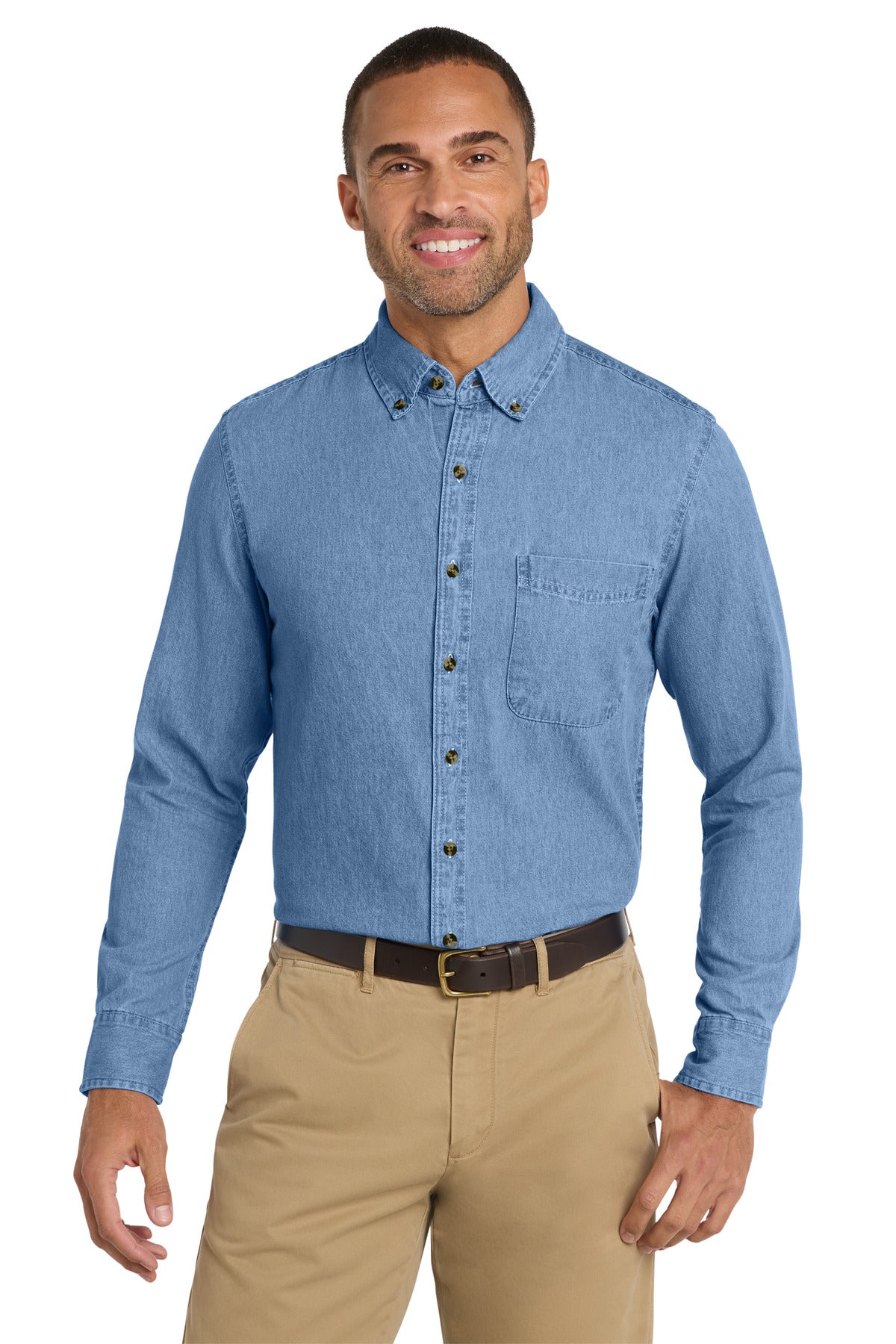 Port & Company SP10 Long Sleeve Value Denim Shirt | Port & Co SP10