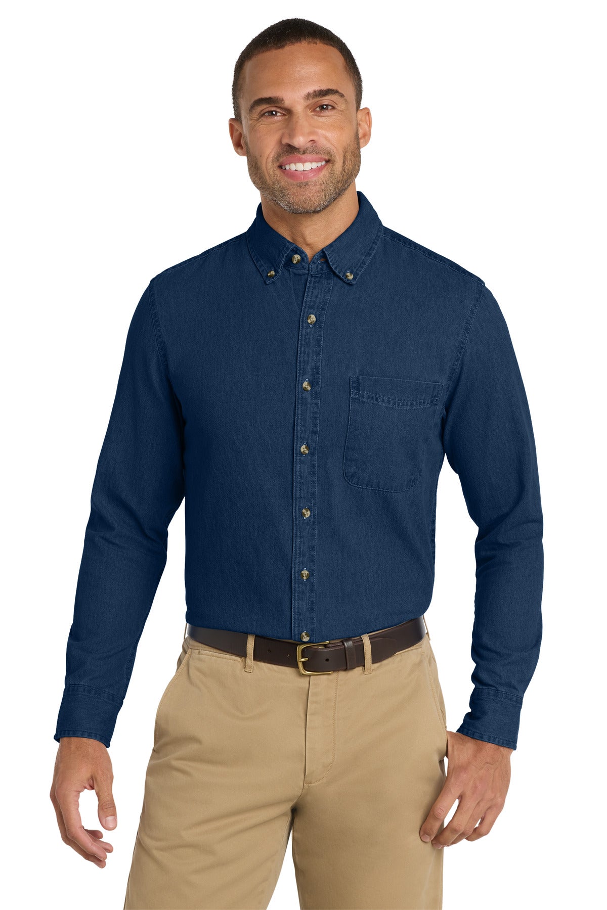 Port & Company SP10 Long Sleeve Value Denim Shirt | Port & Co SP10