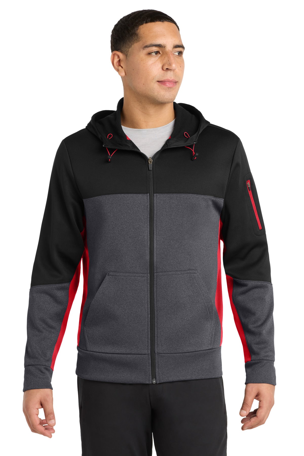 Sport-Tek ST245 Tech Fleece Colorblock Full-Zip Hooded Jacket