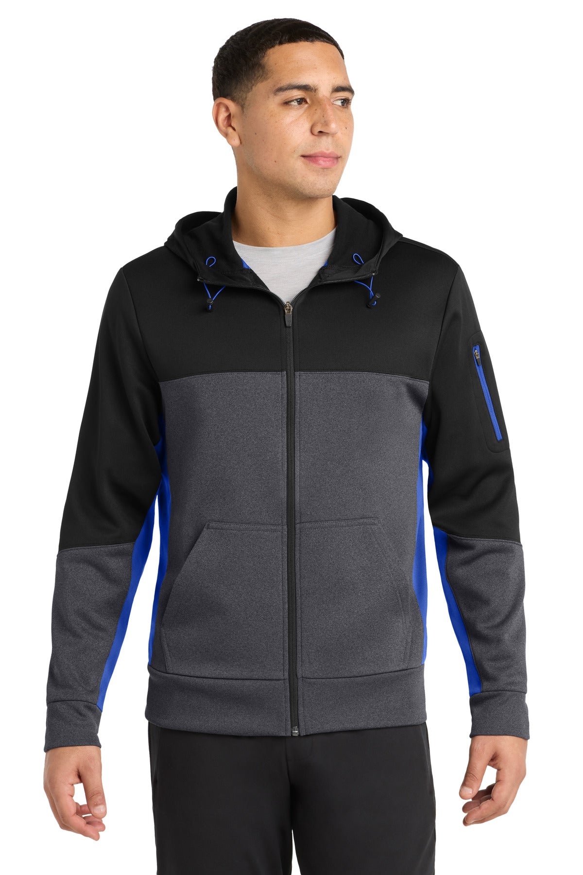 Sport-Tek ST245 Tech Fleece Colorblock Full-Zip Hooded Jacket