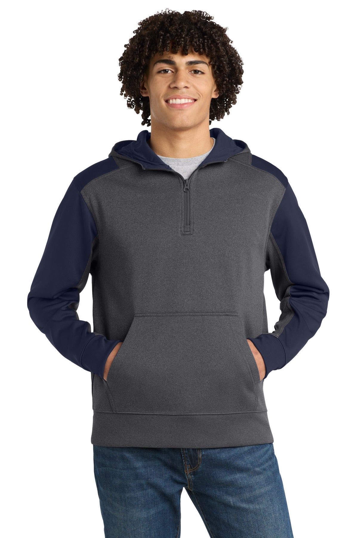 Sport-Tek ST249 Tech Fleece Colorblock 1/4-Zip Hooded Sweatshirt