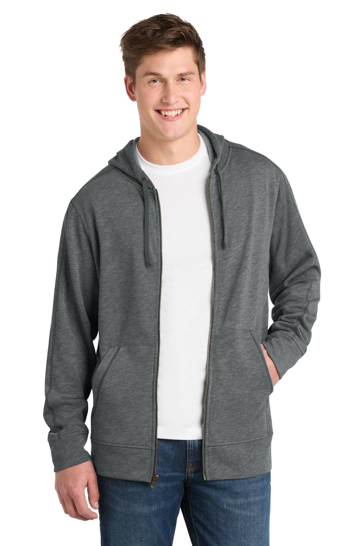 Sport-Tek ® PosiCharge ® Tri-Blend Wicking Fleece Full-Zip Hooded Jacket ST293 - Sport-Tek ST293